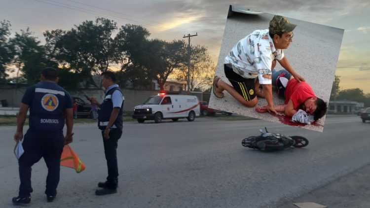 Grave motociclista que chocó contra bicicleta