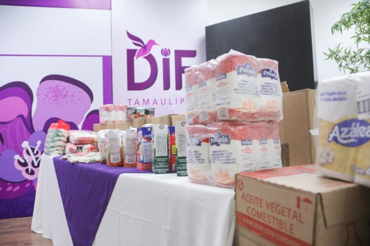 Recibe DIF Tamaulipas más de 2 mil 500 productos de la canasta básica como donativo del equipo de basquetbol femenil Correcaminos