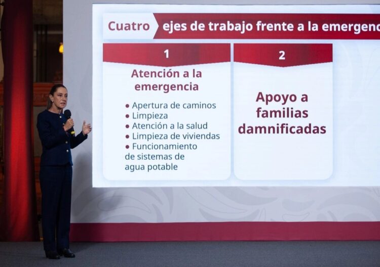 Apoyo inicial de 10 mil mdp para cien mil familias damnificadas por lluvias: Sheinbaum