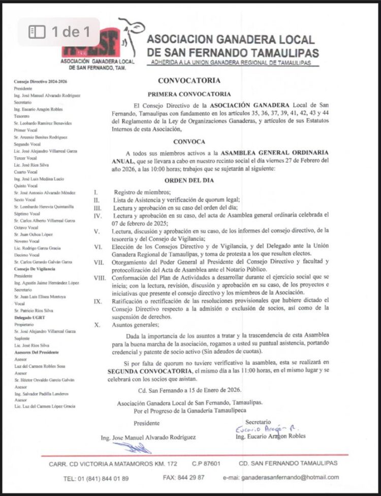 El 27 de enero elegirán directiva de la Ganadera Local de San Fernando
